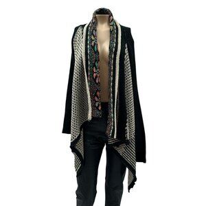 Alberto Makali Open Front Cardigan Mixed Media Sparkly Boho Gspy Sweater Women M